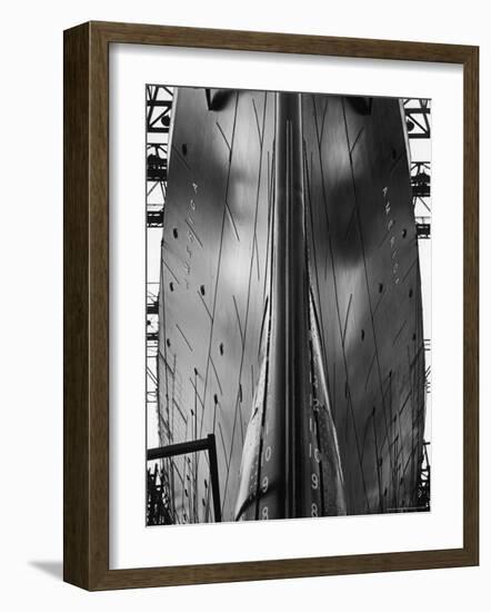 Exact Front View Looking Up at the Hull of Oceanliner, America, Showing Depth Numbers-Alfred Eisenstaedt-Framed Photographic Print