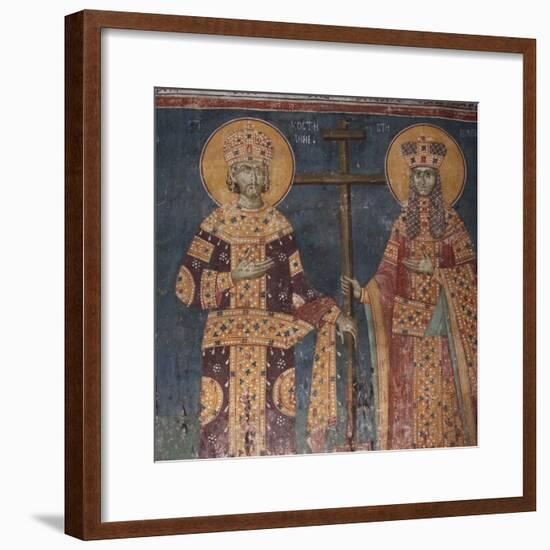 Exaltation of the Cross. Saints Constantine the Great and Helena, 1321-1322-null-Framed Giclee Print