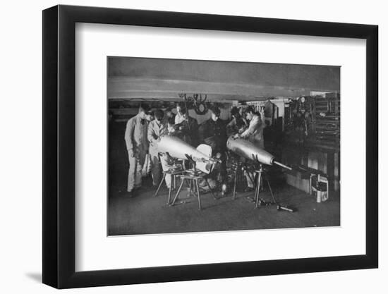 'Examining a Torpedo', 1914-Unknown-Framed Photographic Print