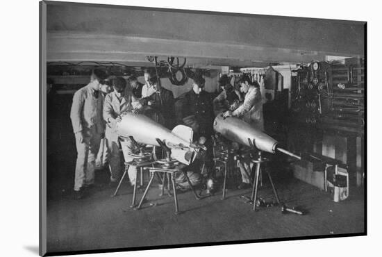 'Examining a Torpedo', 1914-Unknown-Mounted Photographic Print