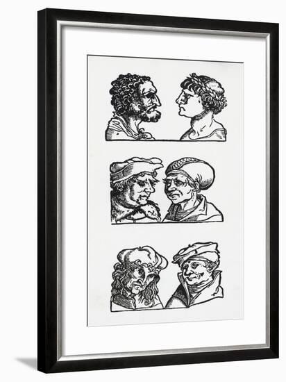 Examples of Atavistic Facial Features, Woodcuts, 15th Century-null-Framed Giclee Print