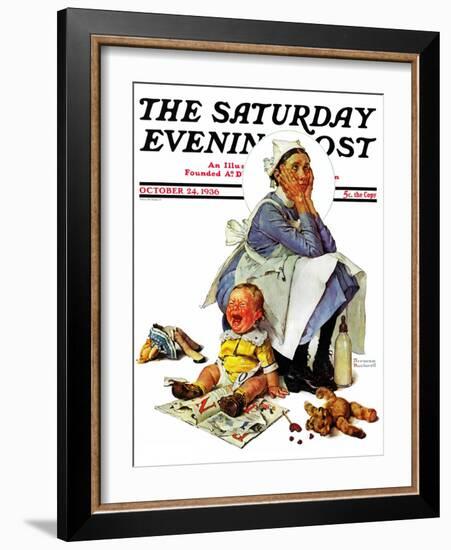 "Exasperated Nanny" Saturday Evening Post Cover, October 24,1936-Norman Rockwell-Framed Giclee Print