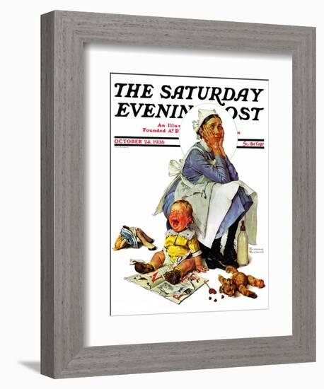 "Exasperated Nanny" Saturday Evening Post Cover, October 24,1936-Norman Rockwell-Framed Giclee Print