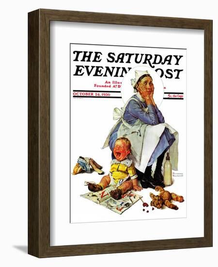 "Exasperated Nanny" Saturday Evening Post Cover, October 24,1936-Norman Rockwell-Framed Giclee Print