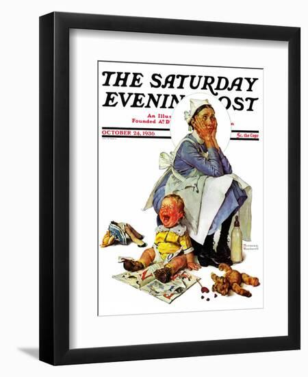 "Exasperated Nanny" Saturday Evening Post Cover, October 24,1936-Norman Rockwell-Framed Giclee Print