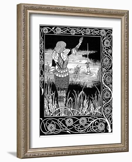 Excalibur Being Reclaimed by the Lady of the Lake, 1893-Aubrey Beardsley-Framed Giclee Print