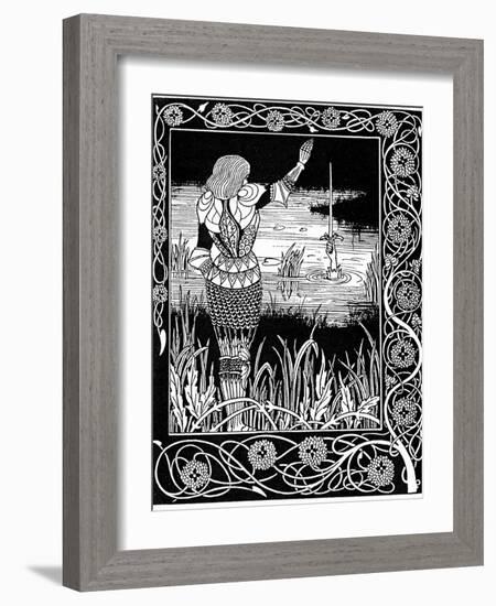 Excalibur Being Reclaimed by the Lady of the Lake, 1893-Aubrey Beardsley-Framed Giclee Print