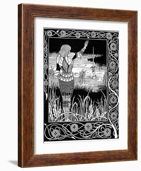 Excalibur Being Reclaimed by the Lady of the Lake, 1893-Aubrey Beardsley-Framed Giclee Print