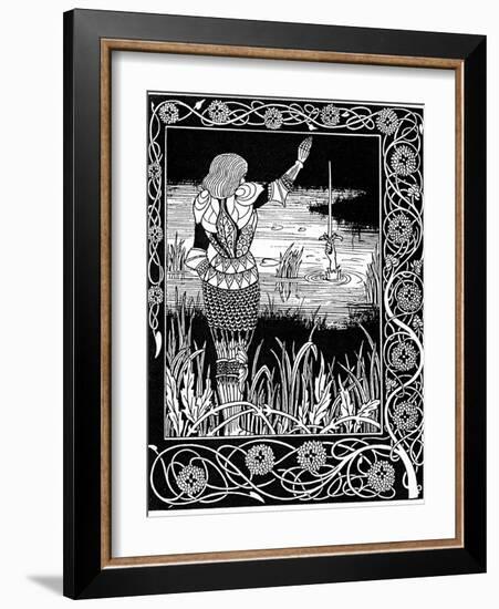 Excalibur Being Reclaimed by the Lady of the Lake, 1893-Aubrey Beardsley-Framed Giclee Print