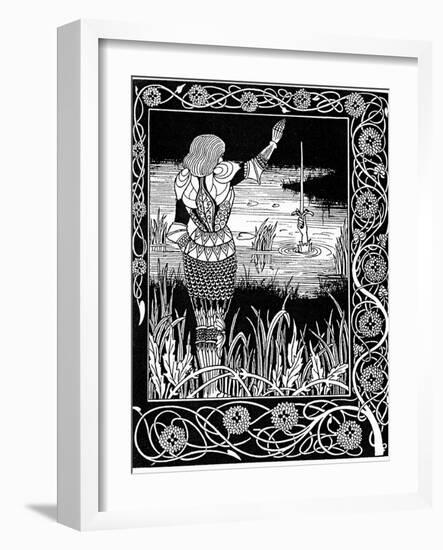 Excalibur Being Reclaimed by the Lady of the Lake, 1893-Aubrey Beardsley-Framed Giclee Print