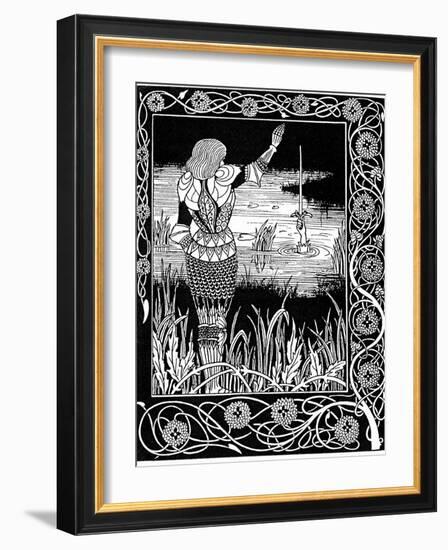 Excalibur Being Reclaimed by the Lady of the Lake, 1893-Aubrey Beardsley-Framed Giclee Print