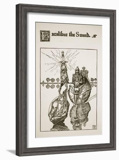 Excalibur the Sword, illustration from 'The Story of King Arthur and his Knights', 1903-Howard Pyle-Framed Giclee Print