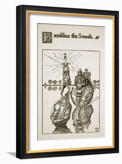 Excalibur the Sword, illustration from 'The Story of King Arthur and his Knights', 1903-Howard Pyle-Framed Giclee Print