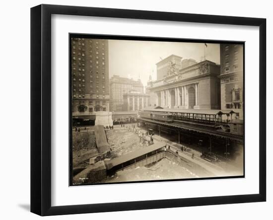 Excavation Site at 42nd Street and Park Avenue, New York, c.1920-Byron Company-Framed Giclee Print