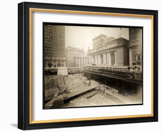 Excavation Site at 42nd Street and Park Avenue, New York, c.1920-Byron Company-Framed Giclee Print