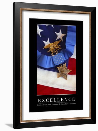 Excellence: Inspirational Quote and Motivational Poster-null-Framed Premium Photographic Print