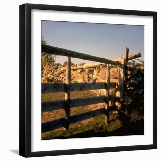 Excellent Detail of a Fieldstone Fence, a Good Example of Early American Masonry-Walker Evans-Framed Photographic Print