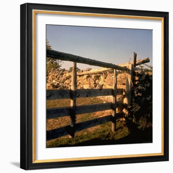 Excellent Detail of a Fieldstone Fence, a Good Example of Early American Masonry-Walker Evans-Framed Photographic Print