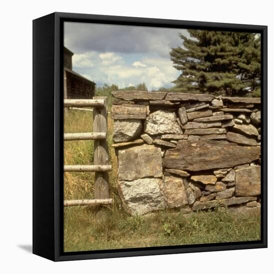 Excellent Detail of a Fieldstone Fence, a Good Example of Early American Masonry-Walker Evans-Framed Premier Image Canvas
