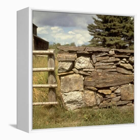 Excellent Detail of a Fieldstone Fence, a Good Example of Early American Masonry-Walker Evans-Framed Premier Image Canvas