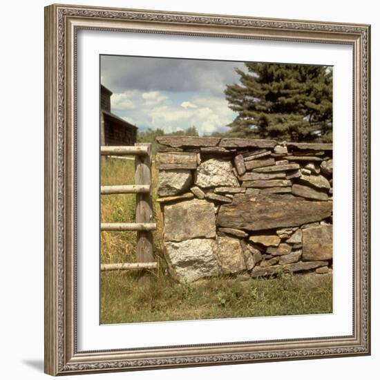 Excellent Detail of a Fieldstone Fence, a Good Example of Early American Masonry-Walker Evans-Framed Photographic Print