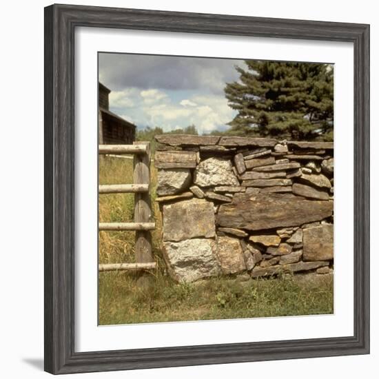 Excellent Detail of a Fieldstone Fence, a Good Example of Early American Masonry-Walker Evans-Framed Photographic Print