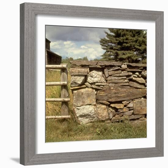 Excellent Detail of a Fieldstone Fence, a Good Example of Early American Masonry-Walker Evans-Framed Photographic Print