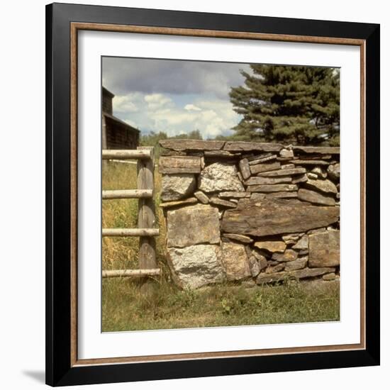 Excellent Detail of a Fieldstone Fence, a Good Example of Early American Masonry-Walker Evans-Framed Photographic Print