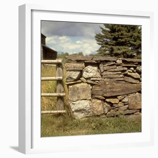 Excellent Detail of a Fieldstone Fence, a Good Example of Early American Masonry-Walker Evans-Framed Photographic Print