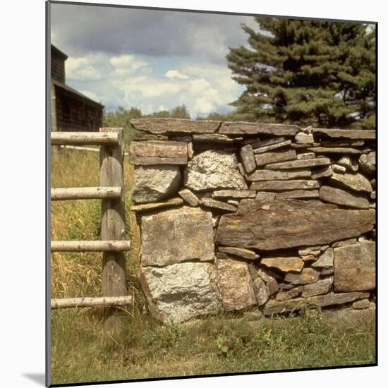 Excellent Detail of a Fieldstone Fence, a Good Example of Early American Masonry-Walker Evans-Mounted Photographic Print