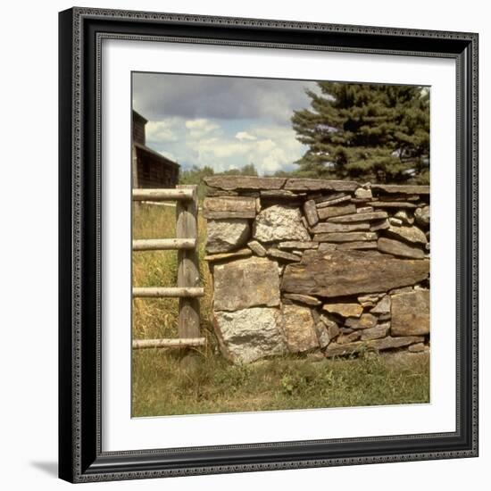 Excellent Detail of a Fieldstone Fence, a Good Example of Early American Masonry-Walker Evans-Framed Photographic Print