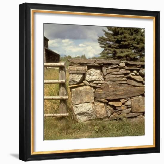 Excellent Detail of a Fieldstone Fence, a Good Example of Early American Masonry-Walker Evans-Framed Photographic Print