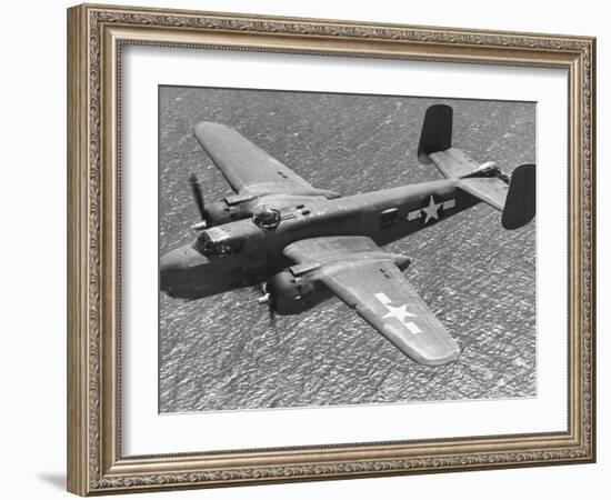 Excellent of a B-25 Mitchell Bomber in Flight-null-Framed Photographic Print