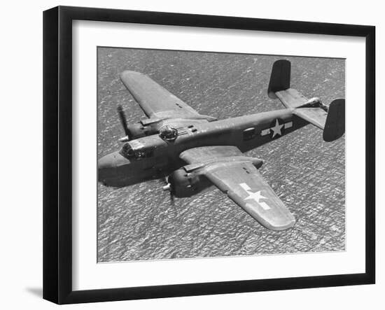 Excellent of a B-25 Mitchell Bomber in Flight-null-Framed Photographic Print