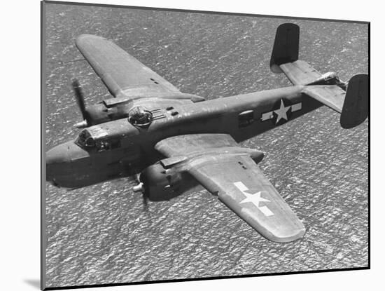Excellent of a B-25 Mitchell Bomber in Flight-null-Mounted Photographic Print