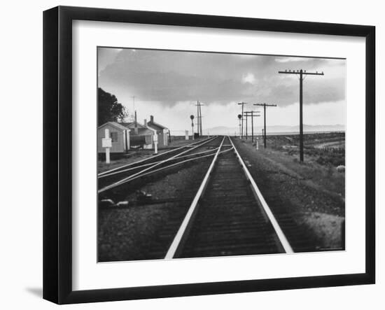 Excellent of Southern Pacific Railroad Tracks Stretching Off Into the Distance-Frank Scherschel-Framed Photographic Print