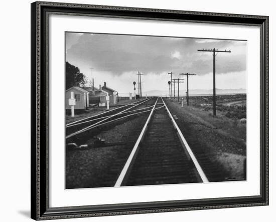 Excellent of Southern Pacific Railroad Tracks Stretching Off Into the Distance-Frank Scherschel-Framed Photographic Print