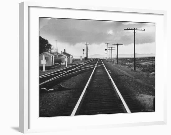 Excellent of Southern Pacific Railroad Tracks Stretching Off Into the Distance-Frank Scherschel-Framed Photographic Print