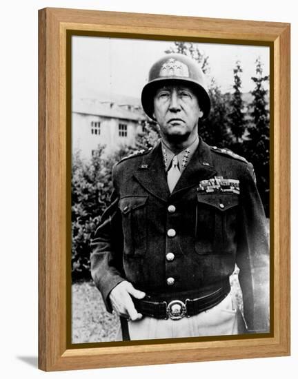 Excellent of Us Four Star Gen. George S. Patton Jr. in Uniform and Helmet-null-Framed Premier Image Canvas