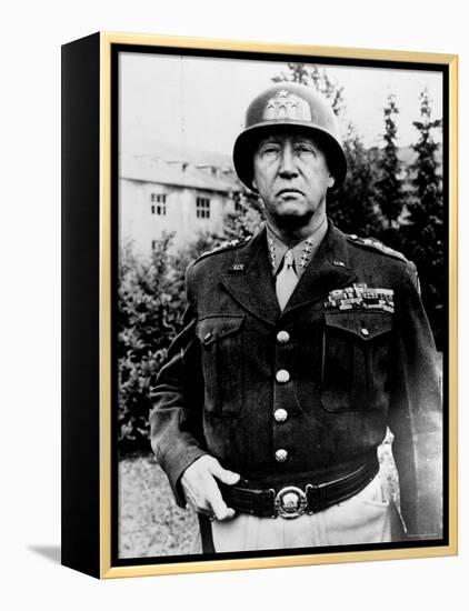 Excellent of Us Four Star Gen. George S. Patton Jr. in Uniform and Helmet-null-Framed Premier Image Canvas