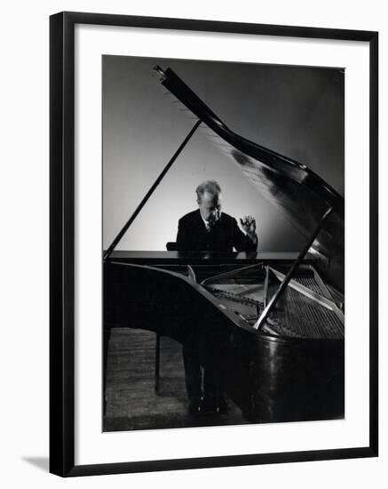 Excellent Photgraph of Pianist Josef Hofmann Seated at Piano in His Studio-Gjon Mili-Framed Premium Photographic Print
