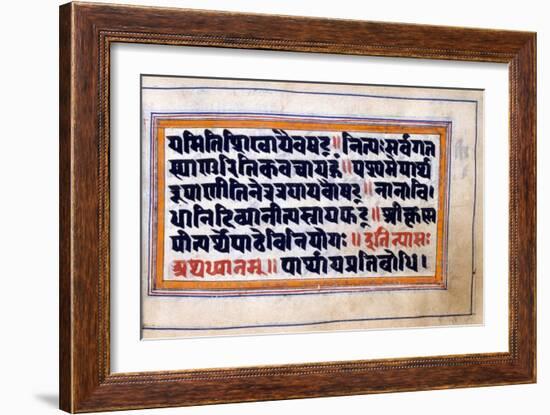 Excerpt from the Bhagavad-Gita (The Song of the Blesse), North Indian Manuscript, 18th Century-null-Framed Giclee Print