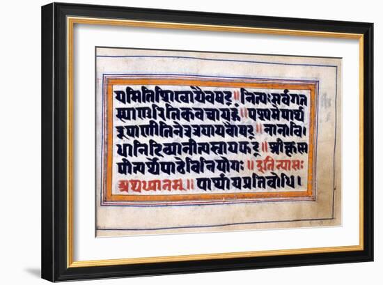 Excerpt from the Bhagavad-Gita (The Song of the Blesse), North Indian Manuscript, 18th Century-null-Framed Giclee Print