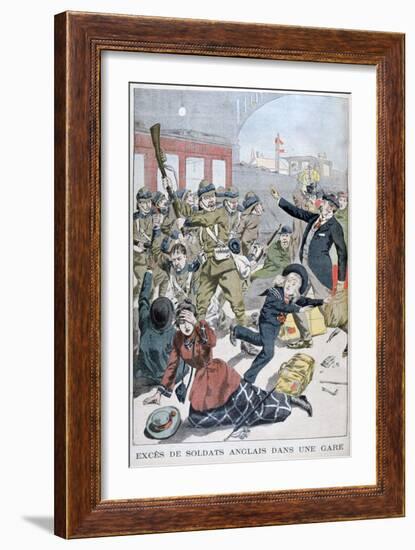 Excesses of British Soldiers in a Railway Station, 1902-null-Framed Giclee Print