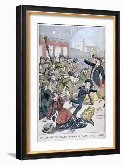 Excesses of British Soldiers in a Railway Station, 1902-null-Framed Giclee Print