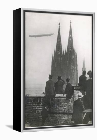 Excited Spectators Watching a Zeppelin Z111 Fly Over Cologne Cathedral Germany-null-Framed Premier Image Canvas