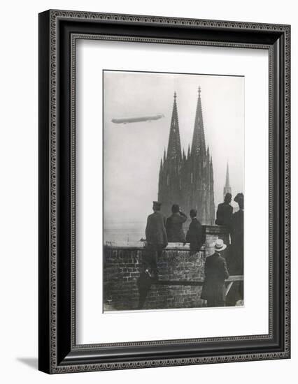 Excited Spectators Watching a Zeppelin Z111 Fly Over Cologne Cathedral Germany-null-Framed Photographic Print