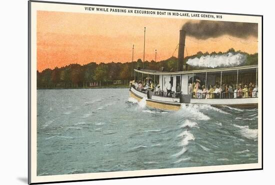 Excursion Boat, Lake Geneva, Wisconsin-null-Mounted Art Print