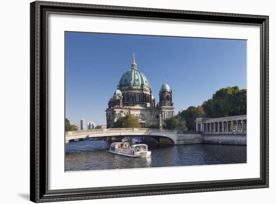 Excursion boat on Spree River, Berliner Dom (Berlin Cathedral), UNESCO World Heritage, Berlin-Markus Lange-Framed Photographic Print