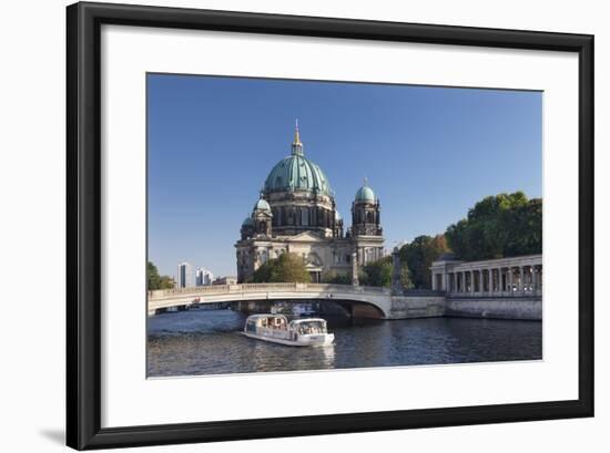 Excursion boat on Spree River, Berliner Dom (Berlin Cathedral), UNESCO World Heritage, Berlin-Markus Lange-Framed Photographic Print